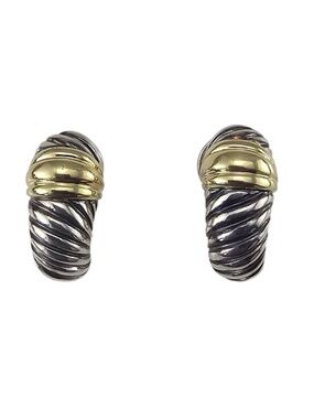 David Yurman Sterling Silver and 14K Yellow Gold Thoroughbred Earrings #24731
